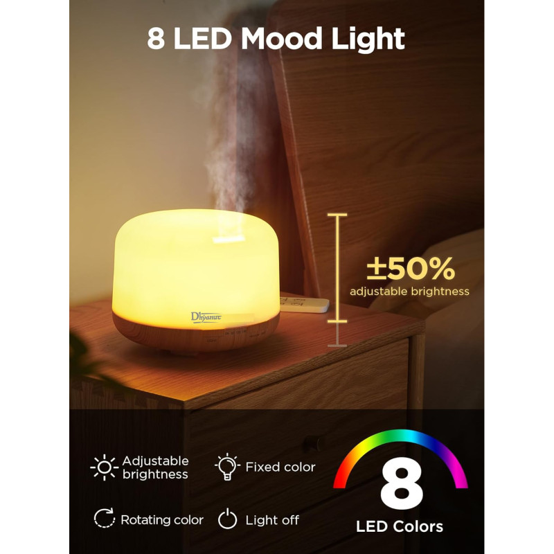 Premium Essential Oil Diffuser 500 ML | 5 in 1 Ultrasonic Aromatherapy Fragrant Oil Humidifier Vaporizer | Timer & Auto-Off Safety Protection Quiet Diffusers