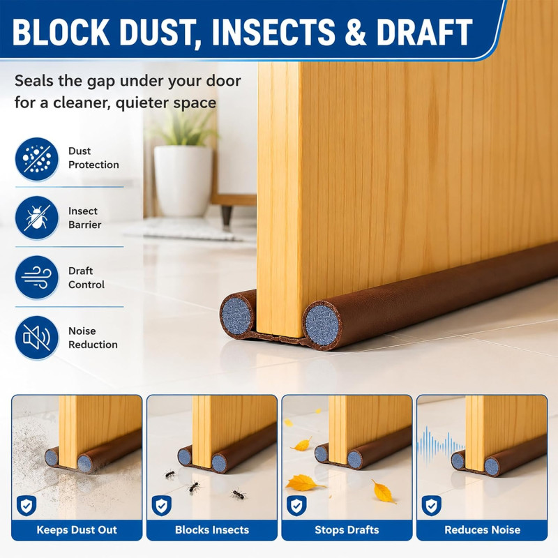 39 Inches Door Guard | Bottom Seal Strip Gap Filler for Doors | Soundproof, Noise Reduction, Dust & Insect Protector | Door Strip (Pack of 5)
