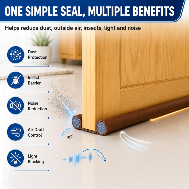 39 Inches Door Guard | Bottom Seal Strip Gap Filler for Doors | Soundproof, Noise Reduction, Dust & Insect Protector | Door Strip (Pack of 5)