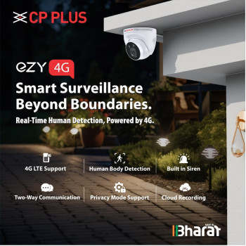 CP PLUS 3MP 4G Full HD Smart CCTV Camera for Home Outdoor | CTC Cyber Secure Tech | Human Detection | Night Vision | 2-Way Audio View & Talk | Micro SD Card 256GB | Alexa & OK Google - H.265 EZ-M32T