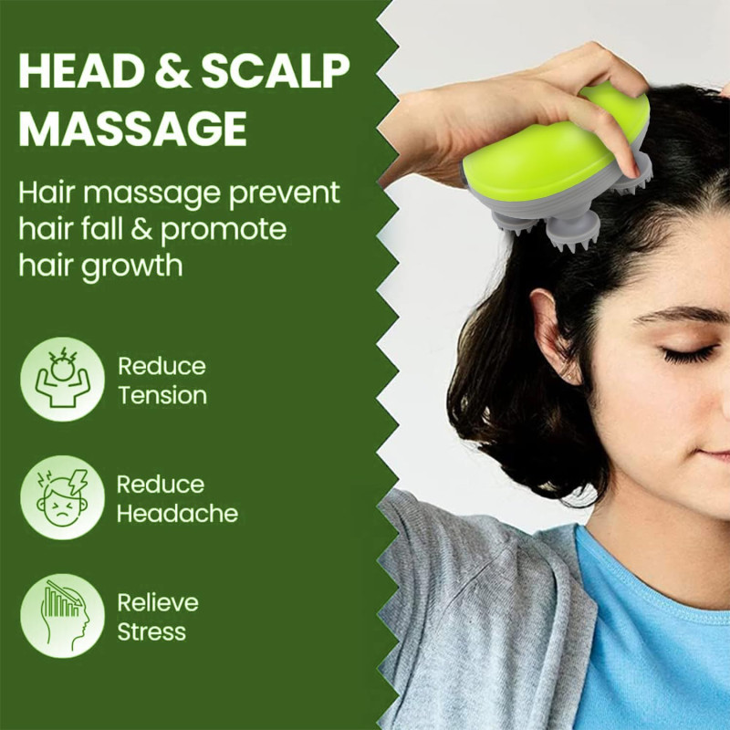 Rechargeable Electric Head Massager For Hair Scalp Growth | 3 Speed Modes | Head Scratcher for Relaxation, Stress Relief & Deep Head Cleaning