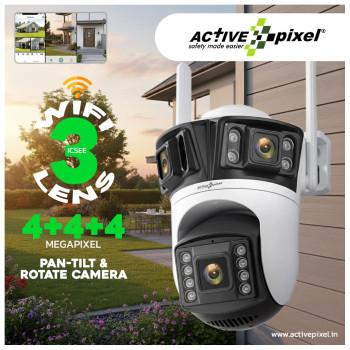 Active Pixel A9 WiFi Outdoor Security Camera with 4+4+4MP Triple Lens | Full-Color 8 LED Night Vision | 360 degree PTZ | Human Detection | Motion Tracking | Two-Way Audio | Waterproof CCTV for Home & Office