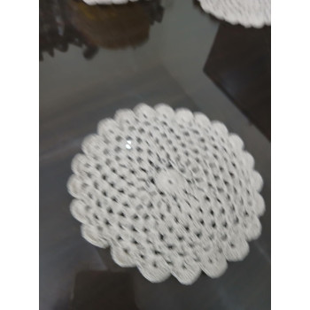 Handmade Crochet Round Doily (Beige in Color) | Set of 4 in 10 cms Diameter