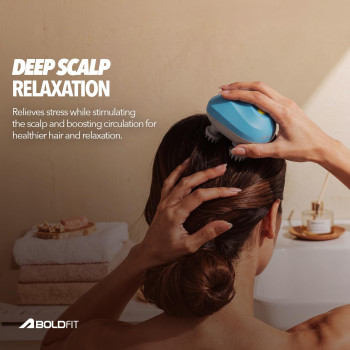 Boldfit Electric Scalp Massager | Portable Head Massager with 96 Bristles, 360 degree Kneading, 3 Modes & Type-C Charging | IPX7 Waterproof, 1200mAh Rechargeable - Teal