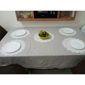 Handmade Crochet Round Placemat mat (White, 40cms Diameter)