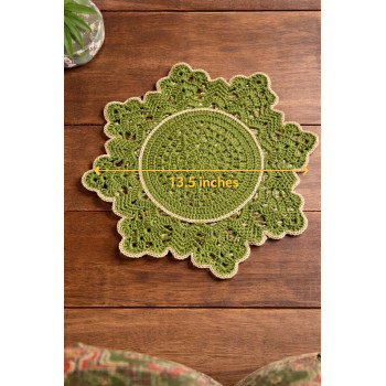 Handmade Designer Crochet Table Mat 13.5 Inch | Ideal for Bedside & Side Tables, Coffee Tables, Plant Stands | Decorative Accent Mat