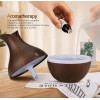Aroma Humidifier for Room & Home | Wood Grain Essential Oil Diffuser | Ultrasonic Cool Mist Air Humidifier | 3 Colour LED Light | Touch Control | Auto Shut-Off | 200ml