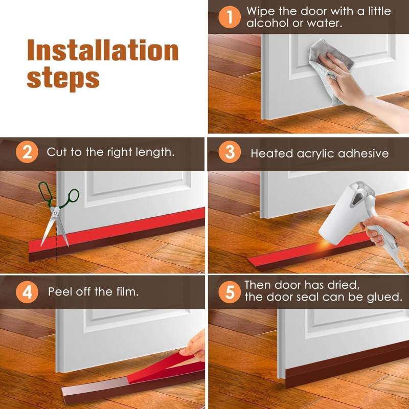 Silicone Door Bottom Seal 39 Inch Gap Filler Strip, Draft Stopper, AC Air Blocker, Door Sealing Strip, Dust Stopper, Insect & Cockroach Guard, Waterproof Door Sealer (Brown, 39 Inch Pack 1)