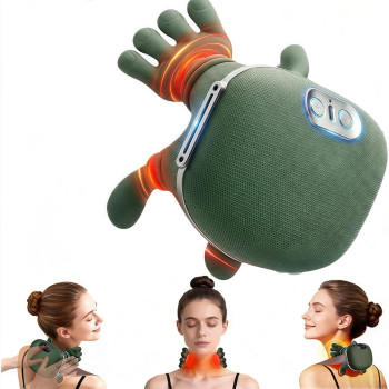 Bionic Heated Massager, Wireless Portable Shiatsu Neck and Back Massager | Electric Deep Tissue 4D Kneading Massage, Human Hand Design for Pain Relief