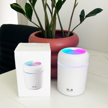 Oil Diffuser & Cool Mist Humidifier with LED Night Light | Aroma Diffuser for Home, Office, Car, Bedroom | Wooden Grain Air Freshener (H2O Humidifier)