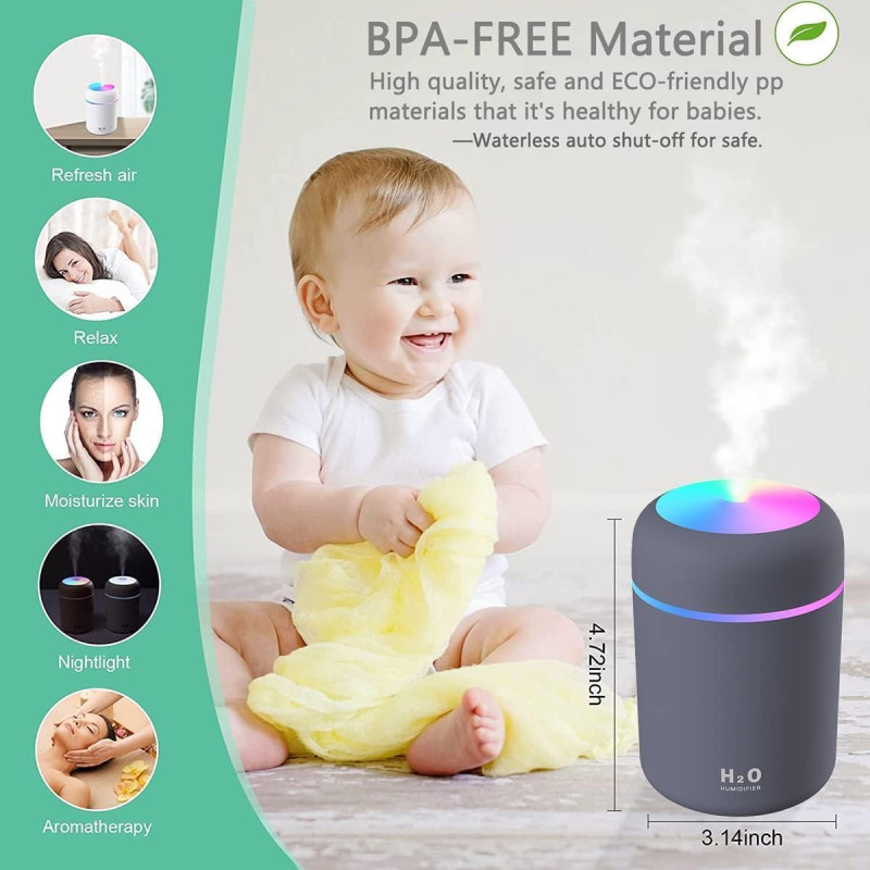 Oil Diffuser & Cool Mist Humidifier | LED Night Light, Quiet Aroma Diffuser | Wooden Grain Air Freshener