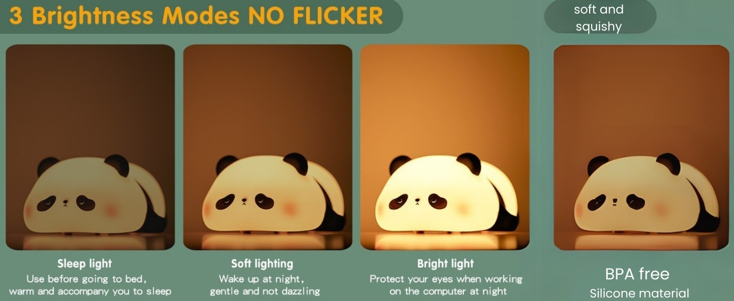 One94Store Kids Sleeping Panda Night Light Touch Silicone Animal Night Lamp