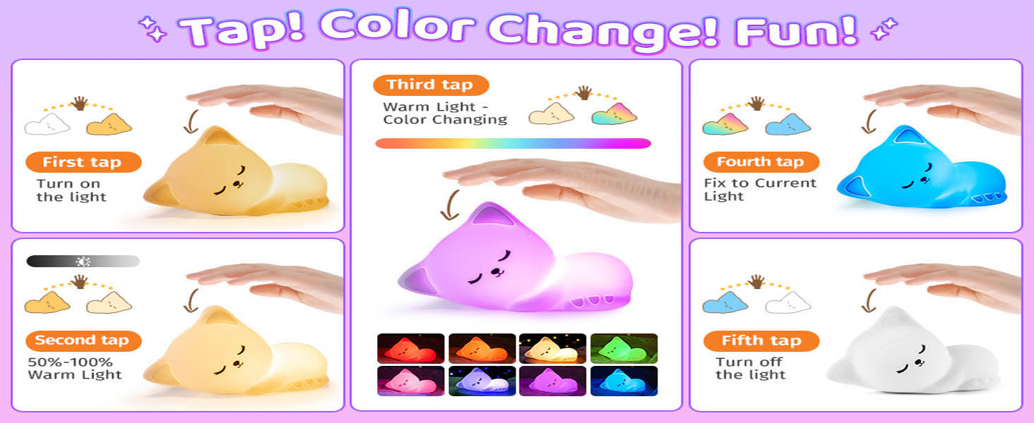 cat night light silicone night lamp baby night lightkids night lamp cute cat night lamp LED night