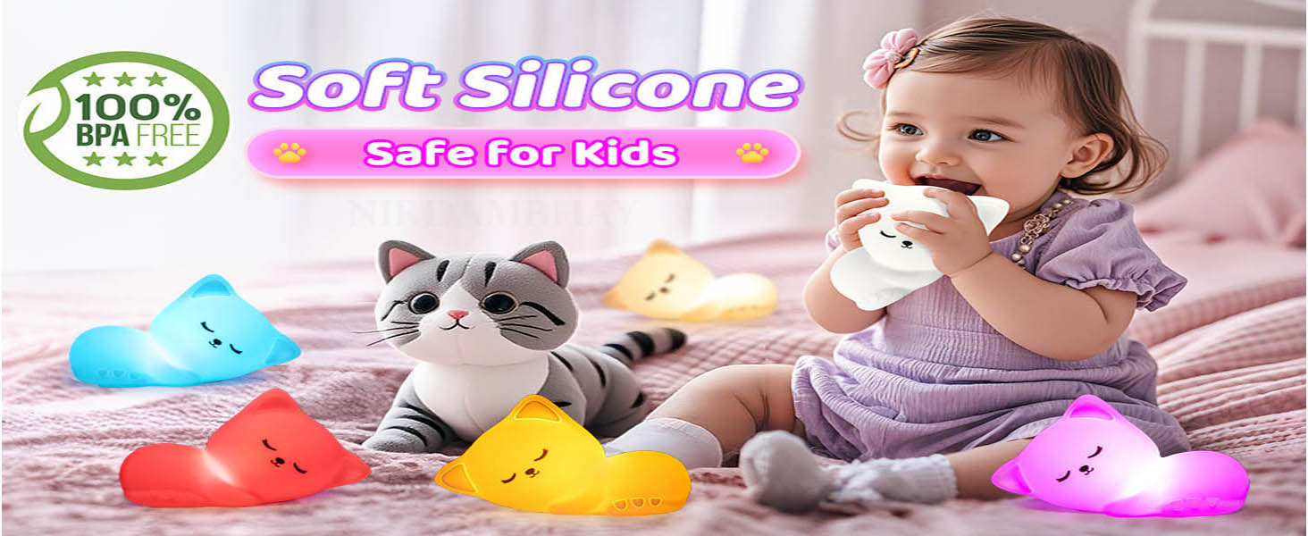 cat night light silicone night light LED night light baby night lamp soft night lamp silicone b