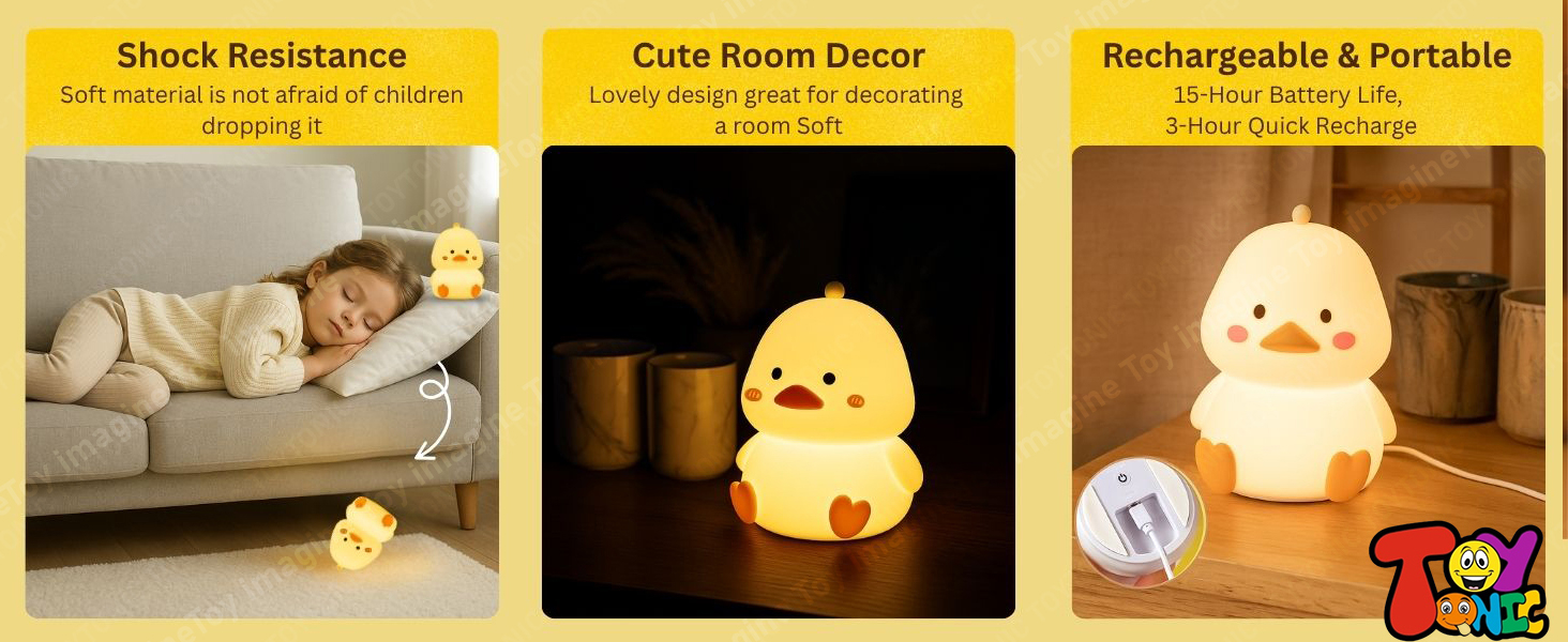 ToyTonic duck-shaped LED nightlight with touch sensor and USB charging