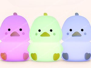Cute silicone duck night light with touch control and color changing LEDs